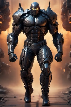 anime style,superhero cyborg hybrid male,black skin,extremely huge veiny muscules with big veins poking out of arms,robotic bulletproof  outfit,perfect fists,black jeans.show legs and feet with black sneakers,sunglasses,yelling loud with head back,perfect fisits,8k resolution