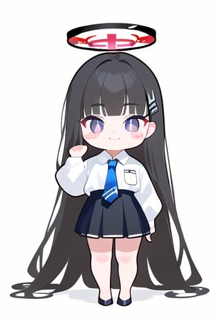 score_9,score_8_up,score_7_up, 
chibi, chibi style, 

1girl,looking at viewer,blush,smile,simple background,white background,standing,full body,hand down,shiny hair,blush stickers,no pupils,sturdy body,

rio \(blue archive\), halo