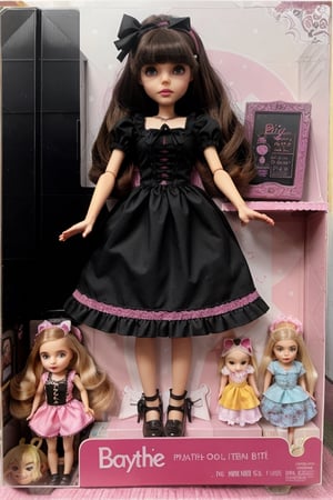 Blythe pullip big head doll, gothic lolita doll playset, inbox doll play set, plastic box
