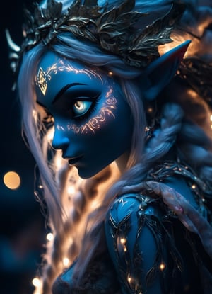 (sacred night and elf puppet),(ultra-fine HDR),extremely delicate and beautiful girl, perfect female anatomy, side view, detailed glowing eyes, 