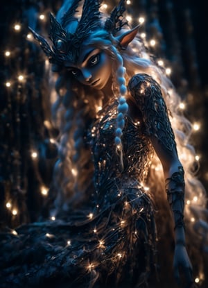 (sacred night and elf puppet),(ultra-fine HDR),extremely delicate and beautiful girl, perfect female anatomy, side view, detailed glowing eyes, 