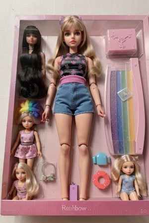 rainbow high doll, doll playset, bjd, perfect hands, manicured nails, vinyl doll skin, in box doll play set, with accessories in box, plastic blister box,doll joints