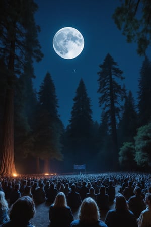 bohemian grove, night, full moon, 