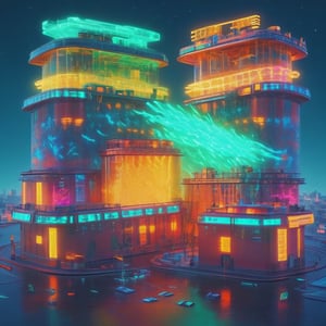 A wildly futuristic and technologically infused depiction of a animorphic Honey Badger in a neon cyberpunk setting. The Badger sports a pair of sleek mirror sunglasses and is adorned with headphones, presenting a mesmerizing juxtaposition of the natural and the artificial. This high-quality image, reminiscent of a digital painting, showcases the vibrant and vivid colors often associated with the cyberpunk genre. The Badger has a mullet and  fur that glows with luminous neon hues, reflecting the electrifying energy of its environment. The attention to detail is exquisite, capturing every strand of fur and reflecting the intricate patterns on the sunglasses. The image has a 80’s vibe with the edginess of a cyberpunk aesthetic, mesmerizing viewers with its artistic brilliance.