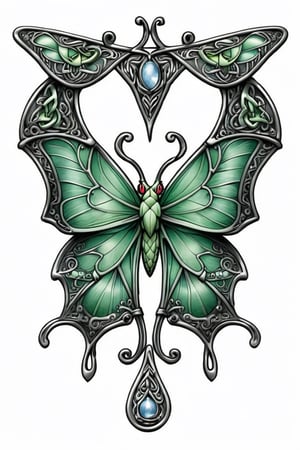 ((best quality)), ((masterpiece)), ((ultra-detailed)), extremely detailed CG, (illustration), ((detailed light)), (beautiful detailed Luna moth),Leonardo Style Celtic style 