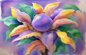 watercolor Purple peaches fuzz  nature  fruit  purple peach fuzz off canvas 