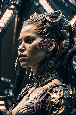 Viking woman futuristic space theme 