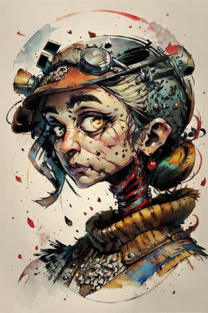 disney banksy art sticker, fantasy character, soul, digital illustration, comic book style, steampunk noir, perfect anatomy, centered, approaching perfection, dynamic, highly detailed, watercolor painting, artstation, concept art, soft, sharp focus, illustration, art by Carne Griffiths and Wadim Kashin, 