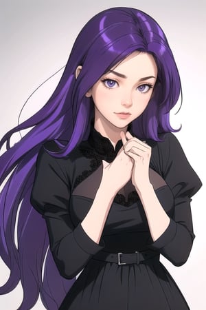 girl with purple hair and black dress