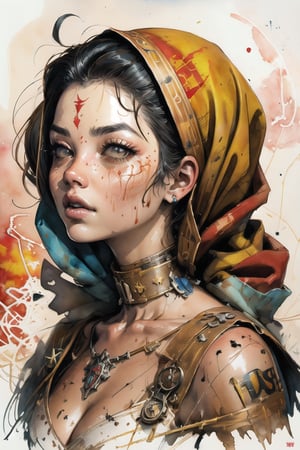 disney banksy art sticker, fantasy character, soul, digital illustration, comic book style, steampunk noir, perfect anatomy, centered, approaching perfection, dynamic, highly detailed, watercolor painting, artstation, concept art, soft, sharp focus, illustration, art by Carne Griffiths and Wadim Kashin,ASU1,eungirl,wearing wrenchpjbss,dupatta