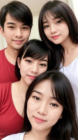 （1girll,1人,couple）there is a man and woman that are posing for a picture, a picture by Tadashi Nakayama, Tumblr, shin hanga, Ruan Jia and Fenghua Zhong, yanjun cheng, Kim Do-young, cute couple, couple pose, huang yuxing and aya takano, shaxi