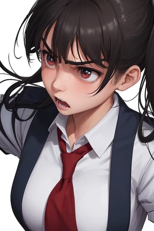 1 girl, student uniform, angry expression, close-up of upper body,