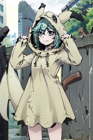 Masterpiece,best quality,ultra-detailed,nemo_anemo_mahoushoujoniakogarete,zzMimikyuHoodie,hood up