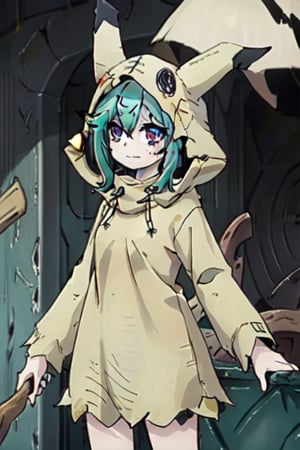 Masterpiece,best quality,ultra-detailed,nemo_anemo_mahoushoujoniakogarete,zzMimikyuHoodie,hood up