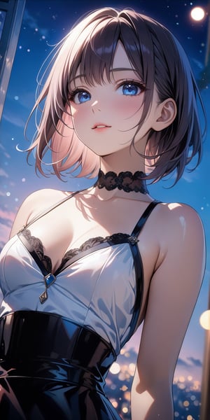 //Quality, Masterpiece, Top Quality, Official Art, Aesthetic and Beautiful, 16K, highest definition, high resolution, 
//Character, (1girl), beautiful skin, waist up portrait, The girl with blue sky and white clouds background, shyly face, sexy outfit, front view, (Bokeh, Sharp Focus), low angle, cinematic lighting, 