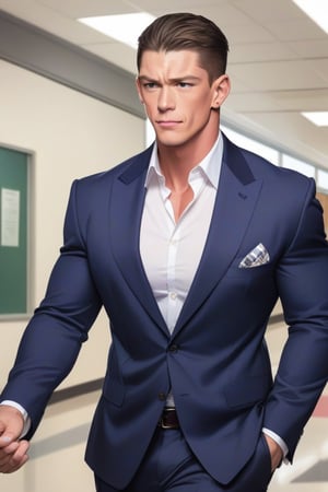 masterpiece, best quality, John Cena,1boy, standing, teacher outfit, front of classroom, solo, short_hair, (upperbody) 
