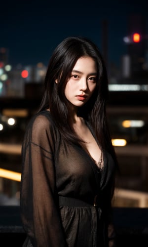 hubggirl,(Cinematic Aesthetic:1.4) Photo of a beautiful korean fashion model bokeh city night,,