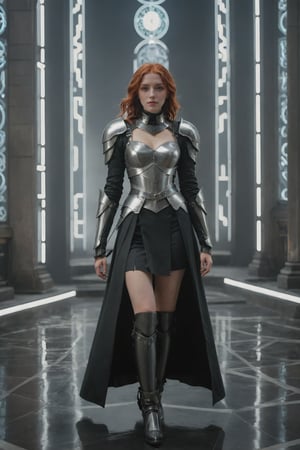 (ultra realistic,best quality),photorealistic,Extremely Realistic,in depth,cinematic light,hubggirl, 

BREAK
full shot of a confident red-haired female adventurer in medieval attire standing against a backdrop of a ((futuristic, geometric, neon-lit landscape)), gothic art style, dark and moody, intricate details, rich colors, dramatic lighting, ornate patterns, medieval inspired, mysterious atmosphere, high contrast, artistic and elegant. She wears a high collar black dress, armored dress, travel dress, slit dress, plate armor, brigandine, shoulder armor, silver belt, armored boots, gauntlets,

BREAK
dynamic poses, particle effects, perfect hands, perfect lighting, 
vibrant colors, intricate details, high detailed skin, intricate background, 
realistic, raw, analog, taken by Sony Alpha 7R IV, Zeiss Otus 85mm F1.4, ISO 100 Shutter Speed 1/400, Vivid picture, More Reasonable Details