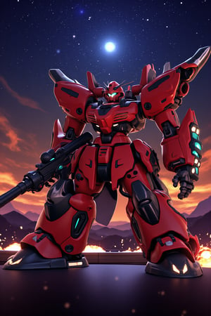 professional 3d model, anime artwork pixar,3d style, good shine, OC rendering, highly detailed, volumetric, dramatic lighting, 

(red and black mecha), gundam, holding rifle, explosion, laser, robot, masterpiece,best quality,ultra-detailed,very detailed illustrations,extremely detailed,intricate details,highres,super complex details,extremely detailed,cowboy shot, caustics,reflection,ray tracing,demontheme,nebula,dark aura,cyber effect, action, ancient japanese architecture,pond, starry sky,skyline, 

hdr, masterpiece,best quality,super detail, key visual, vibrant, studio anime,