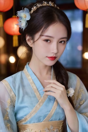 (ultra realistic,best quality),photorealistic,Extremely Realistic,in depth,cinematic light,hubggirl,

BREAK

HUBG_Rococo_Style(loanword), 1girl, hanfu, Portrait of noble and graceful goddess, dressed in blue and gold, elaborate coiffure hairstyle, dark hair, decoration, 16K, UHD, HDR, Brilliant scene with bright lights, mist, numerous decorations, joyful atmosphere, light smile,

BREAK

dynamic poses, particle effects, perfect hands, perfect lighting, vibrant colors, intricate details, high detailed skin, intricate background, realistic, raw, analog, taken by Sony Alpha 7R IV, Zeiss Otus 85mm F1.4, ISO 100 Shutter Speed 1/400, Vivid picture, More Reasonable Details
