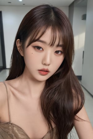 hubggirl,  (Cinematic Aesthetic:1.4) ,
Cinematic Photo of a beautiful sexy korean fashion model,
full body shot, 

long hair, make up, sexy, mesh, looking at viewer, bangs, bronze hair, brown eyes, parted lips, blunt bangs, lips,

ultra-wide angle, depth of field, hyper detailed ,