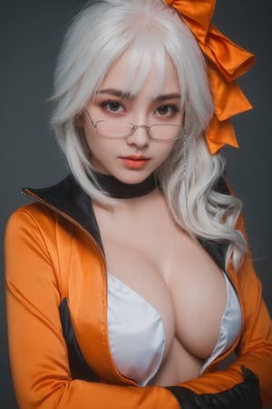  ultra high res,(realistic:1.4),deep shadow,(best quality, masterpiece),hubggirl,
1girl,white hair, orange clothes,