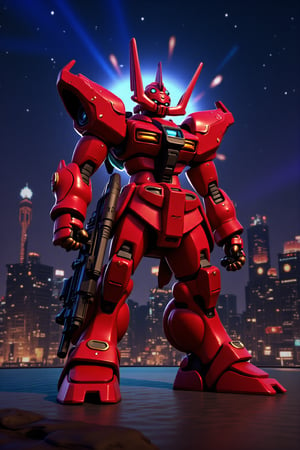 professional 3d model, anime artwork pixar,3d style, good shine, OC rendering, highly detailed, volumetric, dramatic lighting, 

(red and black mecha), gundam, holding rifle, explosion, laser, robot, masterpiece,best quality,ultra-detailed,very detailed illustrations,extremely detailed,intricate details,highres,super complex details,extremely detailed,cowboy shot, caustics,reflection,ray tracing,demontheme,nebula,dark aura,cyber effect, action, ancient japanese architecture,pond, starry sky,skyline, 

hdr, masterpiece,best quality,super detail, key visual, vibrant, studio anime,