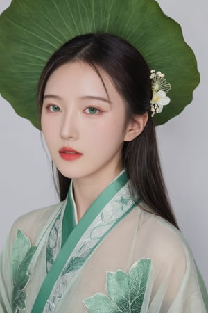 (ultra realistic,best quality),photorealistic,Extremely Realistic,in depth,cinematic light,hubggirl,

BREAK
breathtaking ancient chinese beauty, wearing hanfu, standing by one enormous lotus leave with intricate patterns, median transparent/translucent lotus leave, soft glow, in the style of albert watson, minimalism, light emerald and white, simple white background, surrealist, feminine sensibilities,

BREAK

dynamic poses, particle effects, perfect hands, perfect lighting, vibrant colors, intricate details, high detailed skin, intricate background, realistic, raw, analog, taken by Sony Alpha 7R IV, Zeiss Otus 85mm F1.4, ISO 100 Shutter Speed 1/400, Vivid picture, More Reasonable Details