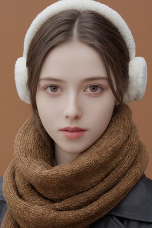 photorealistic,portrait of hubggirl, 
(ultra realistic,best quality),photorealistic,Extremely Realistic, in depth, cinematic light,

a close up of a person wearing a scarf and ear muffs, a picture, realism, fashion model, white skin color, teenager girl, portrait of arya stark, symmetric and beautiful face, with round face, girl with brown hair, 

perfect hands,perfect lighting, vibrant colors, intricate details, high detailed skin, pale skin, intricate background, realism,realistic,raw,analog,portrait,photorealistic, taken by Canon EOS,SIGMA Art Lens 35mm F1.4,ISO 200 Shutter Speed 2000,Vivid picture,hubggirl