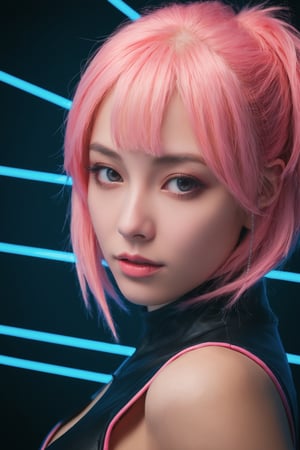  ultra high res,(realistic:1.4),deep shadow,(best quality, masterpiece),hubggirl,
3D Stereo Matrix style of Retro Vector Graphics - Geometry Wars \(game\),drawing with Line segments and vector grid,1girl,pink hair, emitting a sense of arrogance,beauty,dressed,