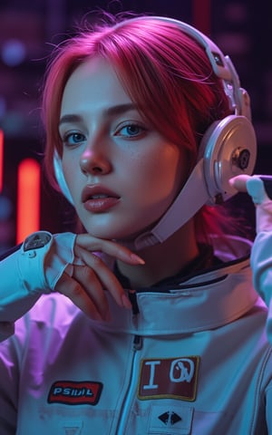 (ultra realistic,best quality),photorealistic,Extremely Realistic,in depth,cinematic light,hubggirl, BREAK photo of a ginger woman, in space, futuristic space suit, (freckles:0.8) cute face, sci-fi, dystopian, detailed eyes, blue eyes, BREAK dynamic poses, particle effects, perfect hands, perfect lighting, vibrant colors, intricate details, high detailed skin, intricate background, realistic, raw, analog, taken by Sony Alpha 7R IV, Zeiss Otus 85mm F1.4, ISO 100 Shutter Speed 1/400, Vivid picture, More Reasonable Details