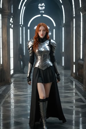 (ultra realistic,best quality),photorealistic,Extremely Realistic,in depth,cinematic light,hubggirl, 

BREAK
full shot of a confident red-haired female adventurer in medieval attire standing against a backdrop of a ((futuristic, geometric, neon-lit landscape)), gothic art style, dark and moody, intricate details, rich colors, dramatic lighting, ornate patterns, medieval inspired, mysterious atmosphere, high contrast, artistic and elegant. She wears a high collar black dress, armored dress, travel dress, slit dress, plate armor, brigandine, shoulder armor, silver belt, armored boots, gauntlets,

BREAK
dynamic poses, particle effects, perfect hands, perfect lighting, 
vibrant colors, intricate details, high detailed skin, intricate background, 
realistic, raw, analog, taken by Sony Alpha 7R IV, Zeiss Otus 85mm F1.4, ISO 100 Shutter Speed 1/400, Vivid picture, More Reasonable Details