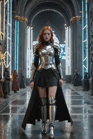 (ultra realistic,best quality),photorealistic,Extremely Realistic,in depth,cinematic light,hubggirl, 

BREAK
full shot of a confident red-haired female adventurer in medieval attire standing against a backdrop of a ((futuristic, geometric, neon-lit landscape)), gothic art style, dark and moody, intricate details, rich colors, dramatic lighting, ornate patterns, medieval inspired, mysterious atmosphere, high contrast, artistic and elegant. She wears a high collar black dress, armored dress, travel dress, slit dress, plate armor, brigandine, shoulder armor, silver belt, armored boots, gauntlets,

BREAK
dynamic poses, particle effects, perfect hands, perfect lighting, 
vibrant colors, intricate details, high detailed skin, intricate background, 
realistic, raw, analog, taken by Sony Alpha 7R IV, Zeiss Otus 85mm F1.4, ISO 100 Shutter Speed 1/400, Vivid picture, More Reasonable Details