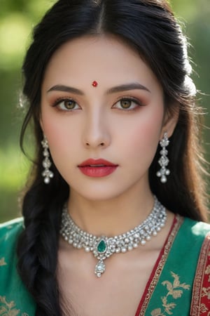 (ultra realistic,best quality),photorealistic,Extremely Realistic,in depth,cinematic light,hubggirl,

BREAK
detailed eyes,detailed lips,flowing black hair,traditional attire,vibrant colors,natural lighting,lush green background,ethereal atmosphere,subtle makeup,elegant jewelry,confident expression,traditional patterns. 

BREAK
dynamic poses, particle effects, perfect hands, perfect lighting, vibrant colors, intricate details, high detailed skin, intricate background, realistic, raw, analog, taken by Sony Alpha 7R IV, Zeiss Otus 85mm F1.4, ISO 100 Shutter Speed 1/400, Vivid picture, More Reasonable Details