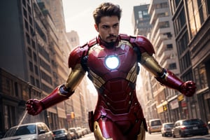 (best quality, 4k, 8k, highres, masterpiece:1.2), ultra-detailed, (realistic, photorealistic, photo-realistic:1.37), (A breathtaking 8K photorealistic concept art masterpiece, (iron man adorned in a stunning white and gold armor-style suit, unmasked, with a white cape billowing gracefully:1.3), Set against the backdrop of a highly detailed night cityscape, captured with perfect composition and sharp focus, (A cinematic vision of artistry:1.3), Bathed in soft, natural volumetric lighting, the chiaroscuro effect enhancing the intricate details of the suit, (A true award-winning photograph:1.3), Created in the style reminiscent of the great masters Raphael, Caravaggio, and modern visionaries like Greg Rutkowski, Beeple, Beksinski, and Giger, (A piece trending on ArtStation for its artistic brilliance:1.3), This oil on canvas marvel is a testament to artistic excellence, showcasing Spiderman as you've never seen him before, (An artistic achievement beyond compare:1.3), full_body, full_body