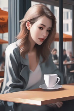 female in a cafe