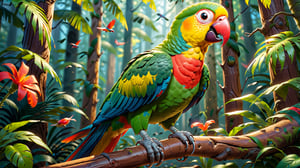 8K,Best quality, masterpiece, ultra-high res, (photorealistic:1.4), Masterpiece, Concept Art,, singleL one fling parrot
