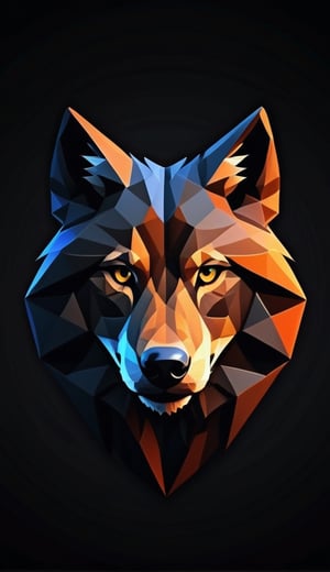 logo, wolf in polygon, black background, high resolution, 4k, 