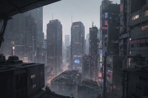 cyberpunk world, buildings, masterpiece, 4k wallpaper, cinematic lighting, 