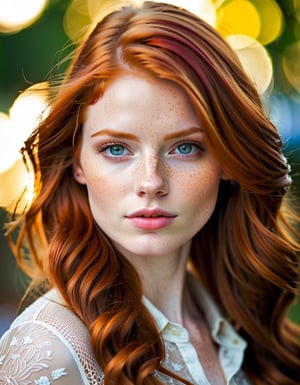 photography<epicPhoto, bokeh, f2, depth of field, vivid color, (film grain:1.3)>, high quality realistic (award winning) photograph of a Redhead (exceptionally beautiful 23 year old woman<intricate details, attention to detail