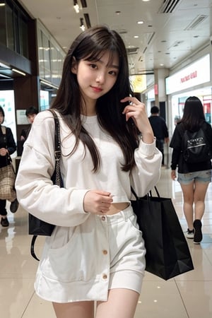 A korean Girl in Mumbai mall with shopping bag 2