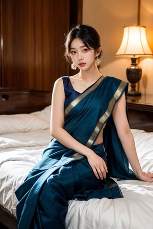  Beautiful korean girl in saree, full body, on bed, blond_hair, black hair, realistic, photography, very hot, luxurious saree,
Sitting in an elegant pose, camera zooming face, in well manner,