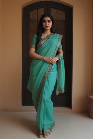  ,full_body, black saree in the rood,one cup of wather,
