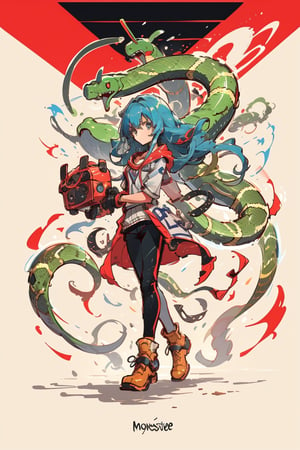 ((top-quality, 8K, masterpiece:1.3)), a cute snake, a girl, mecha suit, tail,