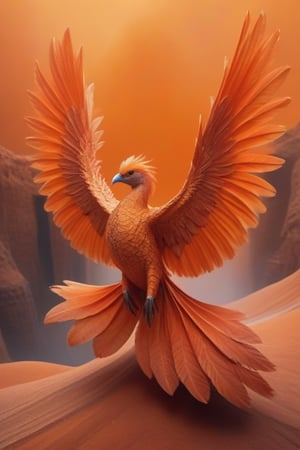 hyperrealistic, masterpiece, awesome quality, DonMDr4g0nXL tangerine volcanic necrotic bird wings,, Wielding voodoo shaped like Cascade of rosegold underwater sand and earth magic