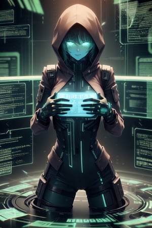 hackedtech, cyberworld, hacker, girl, showing breasts, ((nude)), full_body,scifi, breast_hold