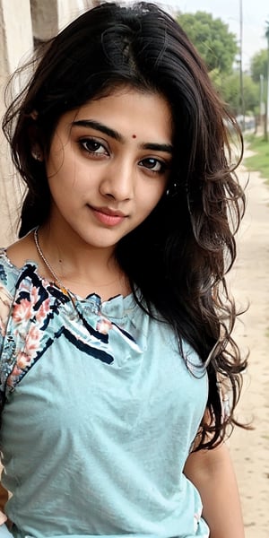lovely cute young attractive indian teenage girl, village girl,  18 years old, cute, an Instagram model, long blonde_hair, colorful hair, winter, fat 