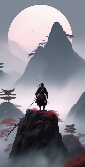 A Japanese ninja on a mountain, aesthetic, fhd, 4k ultra