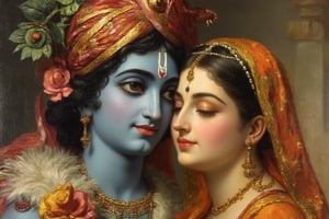 Oil painting of Lord Krishna and Radhe, oilpaint1