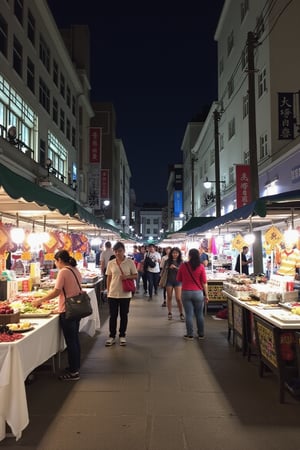 Boring Snapchat Photo of a night market in Taipei. The photo was shot on a phone and posted in 2015 on Snapchat. 